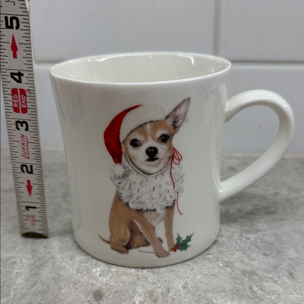 Chihuahua Christmas Mug 16oz. Creative Co-op by Mary Lake Thompson. Like New!